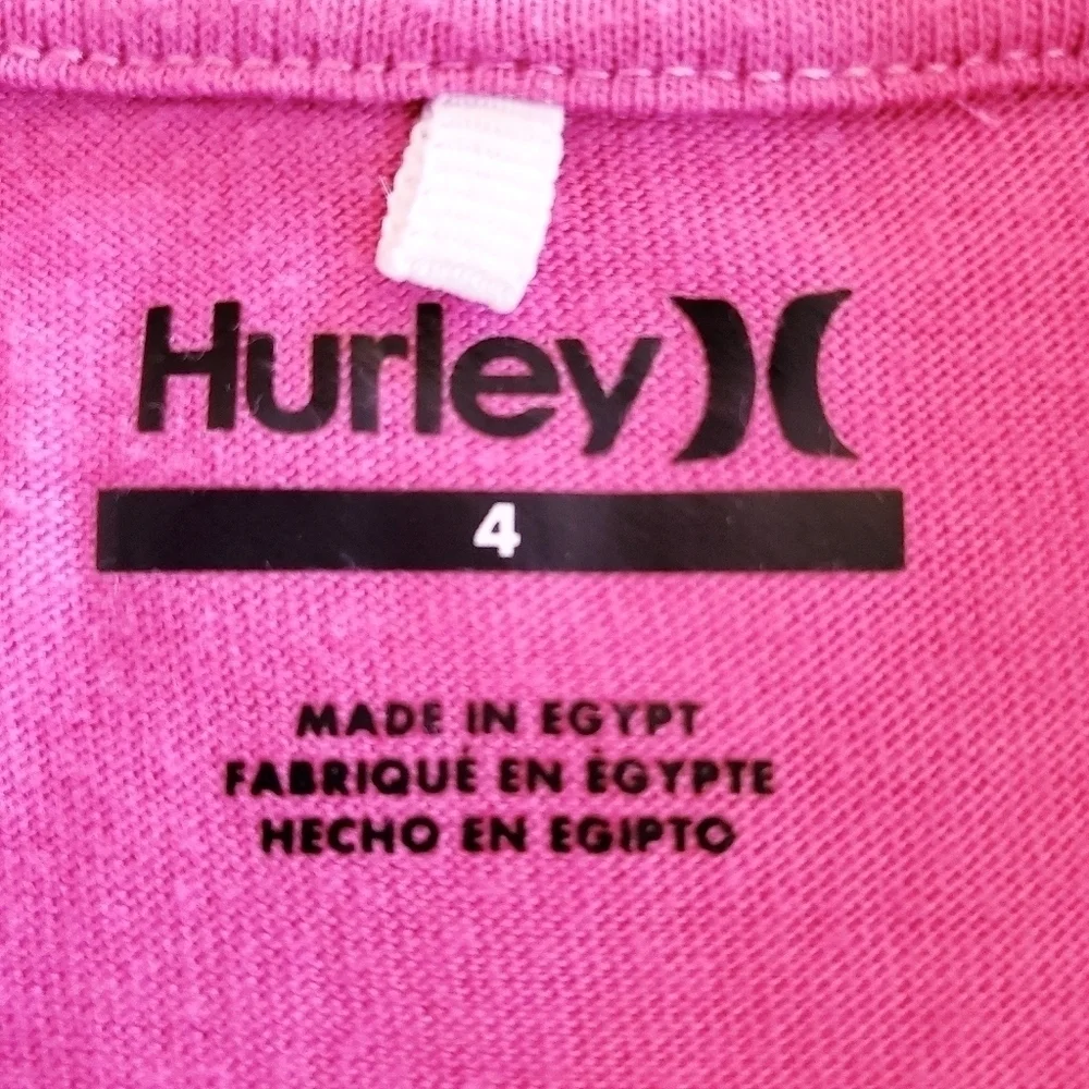 K1136 * Hurley Girls Heart Graphic Tee Pink Size 4